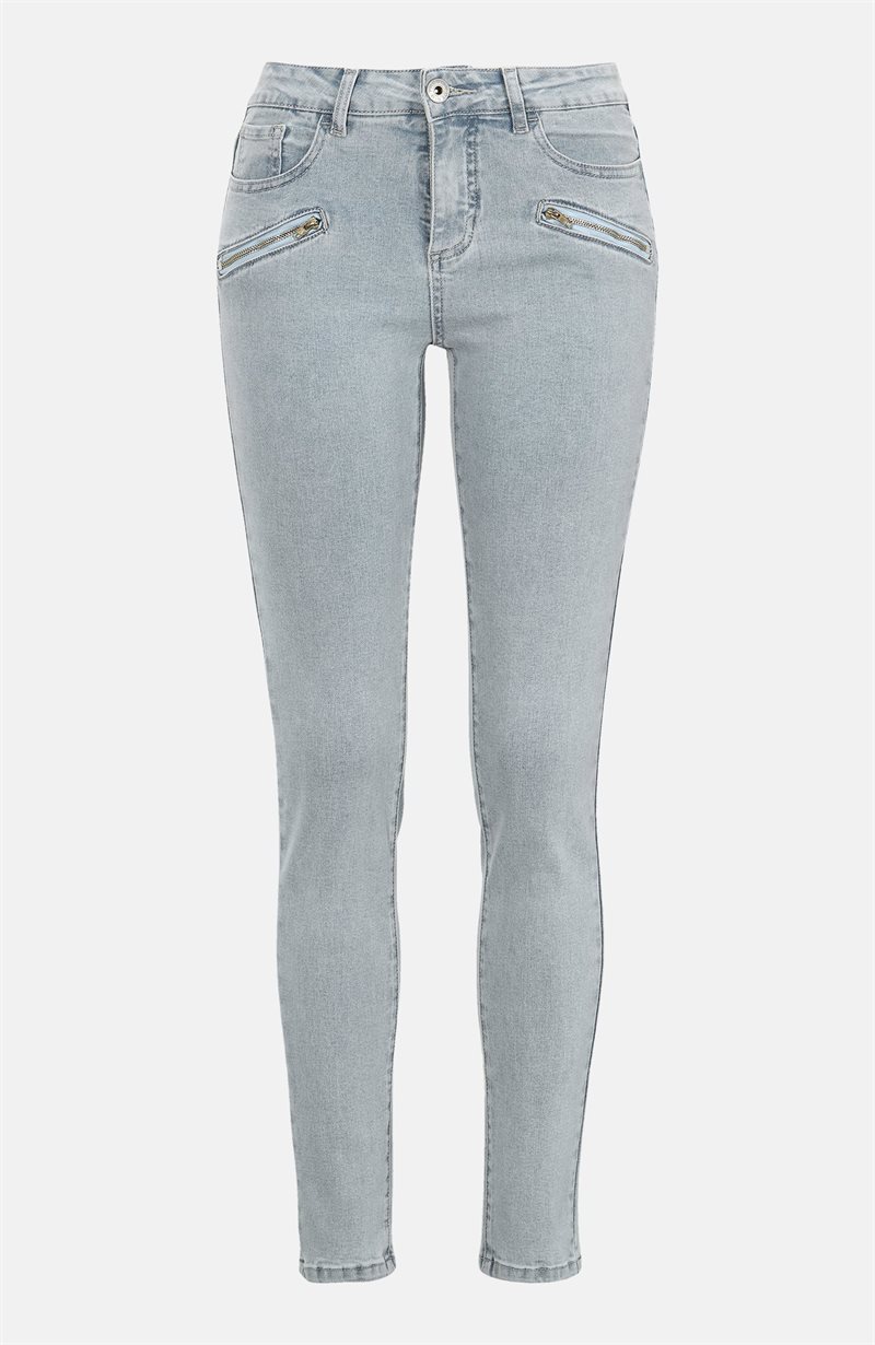 Smalle 5-lommers jeans i lys denim