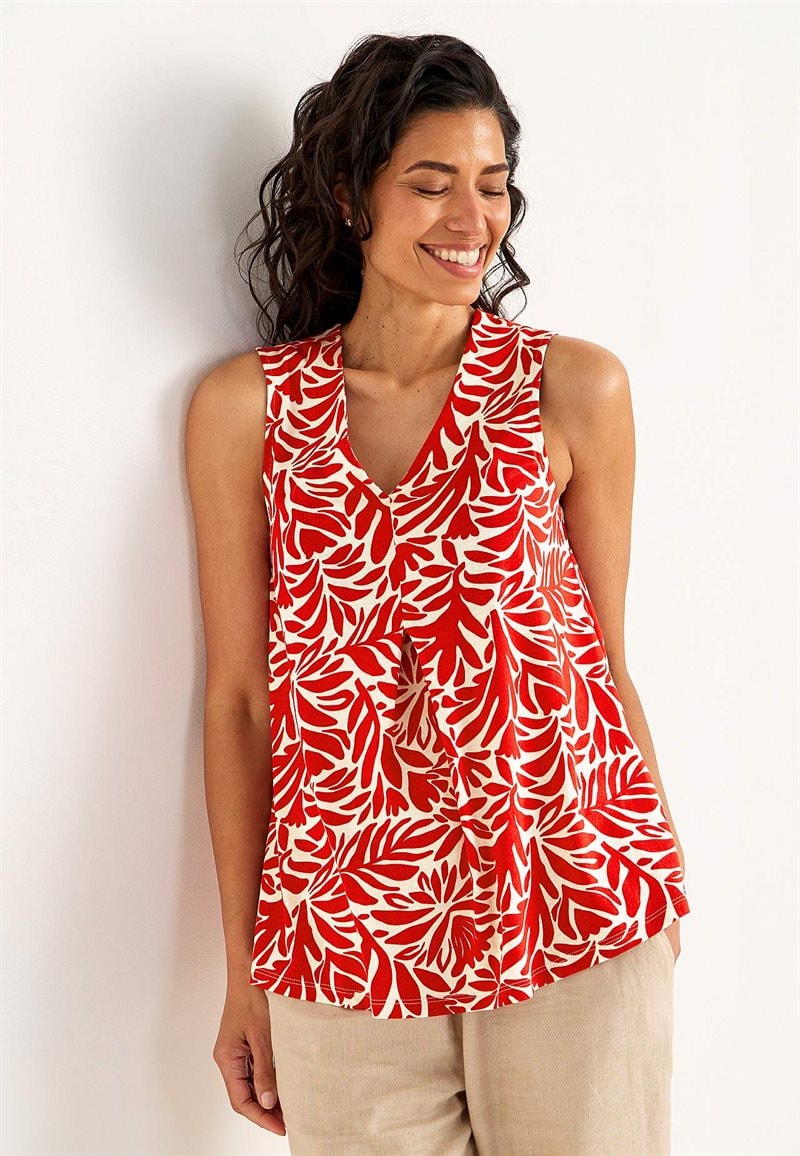 Ærmeløs jerseytop med v-udskæring