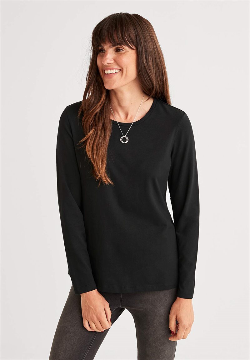 Langærmet jerseytop i økologisk bomuld