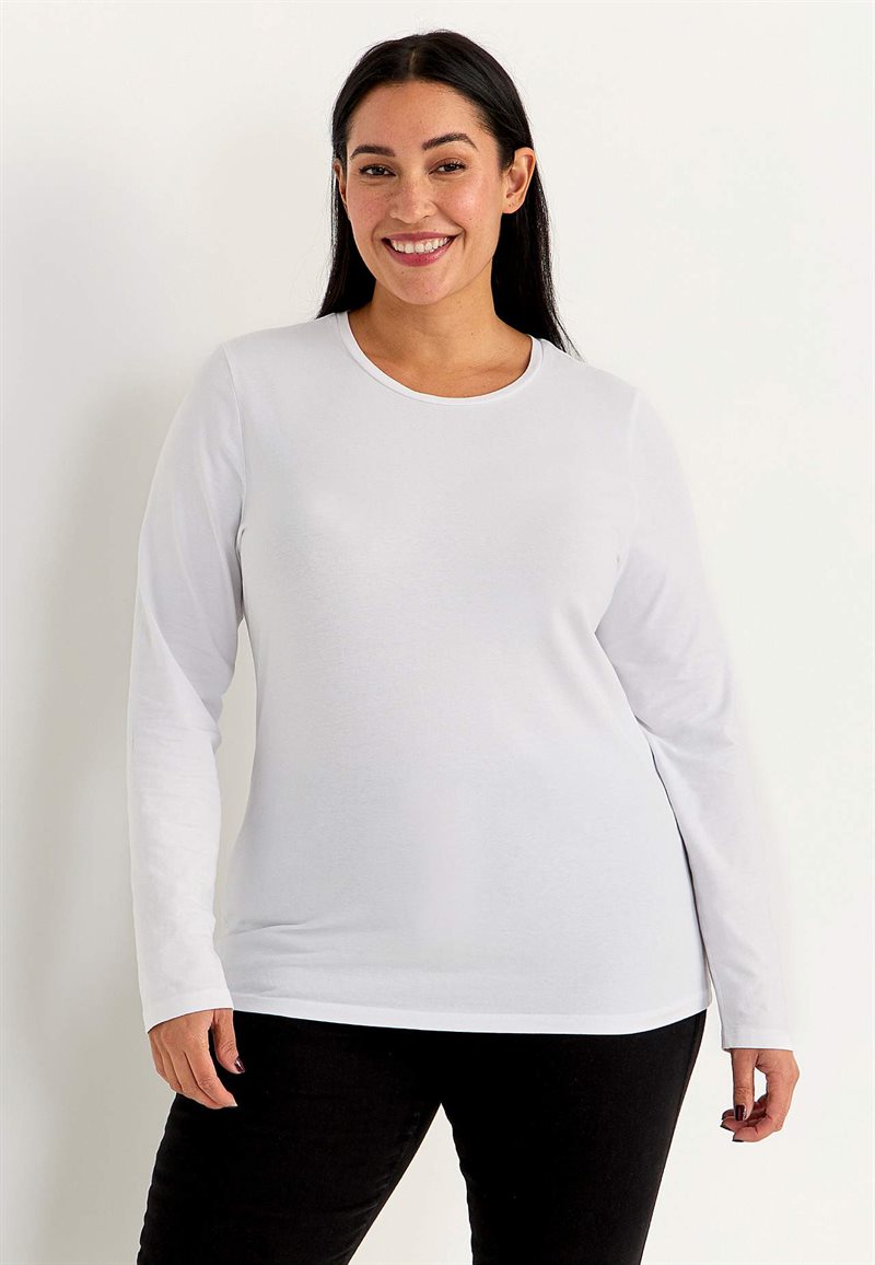 Langærmet jerseytop i økologisk bomuld
