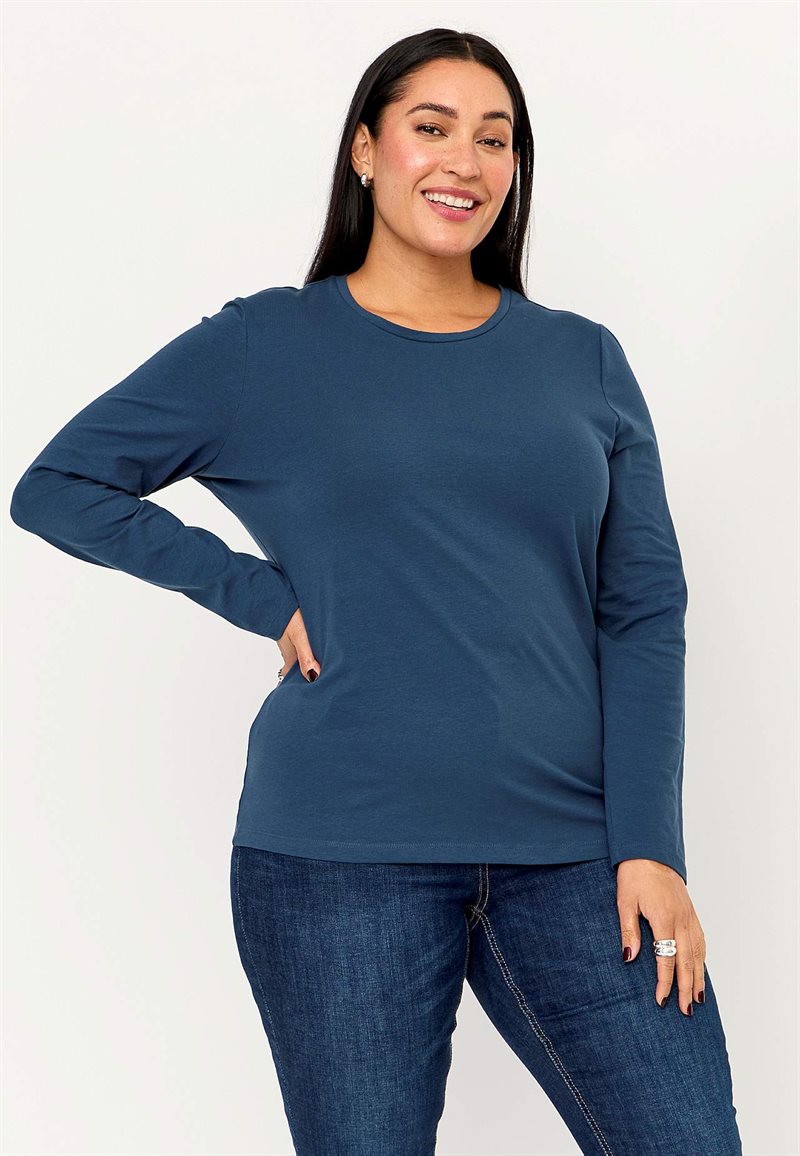 Langærmet jerseytop i økologisk bomuld