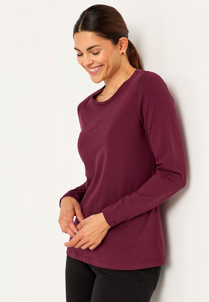 Langærmet jerseytop i økologisk bomuld