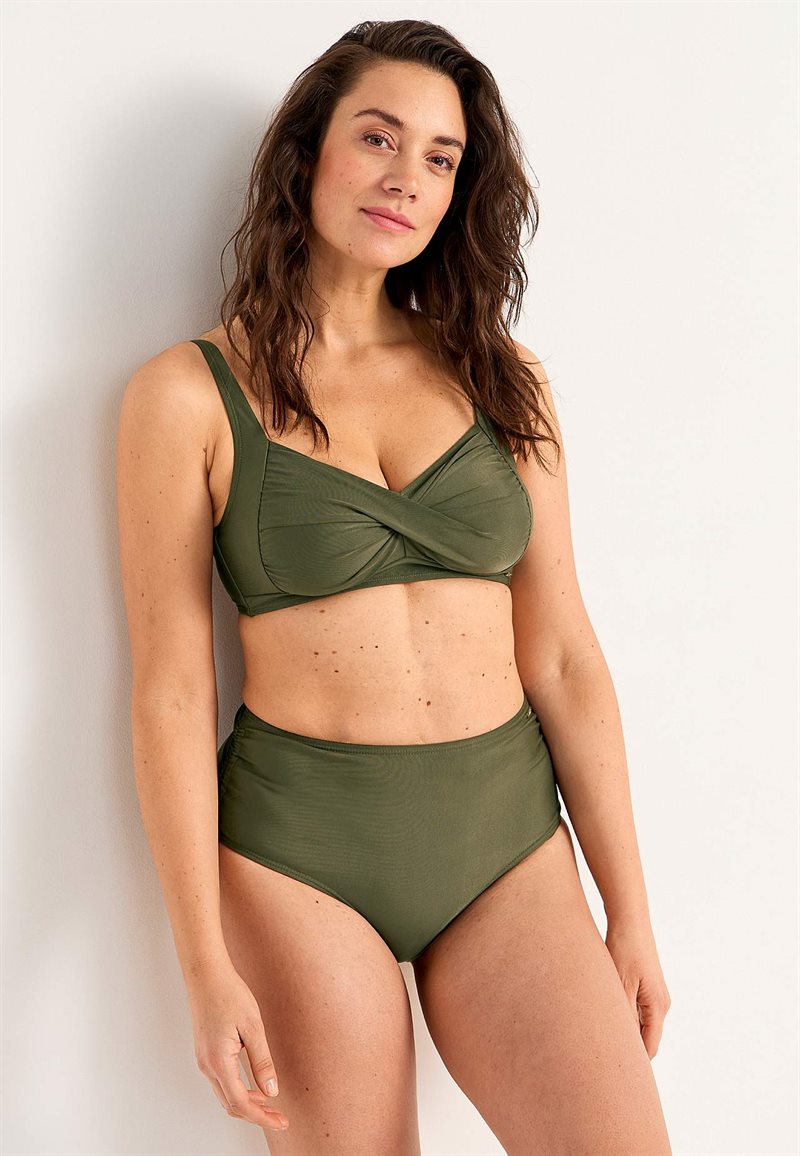 Ensfarvet, bøjleløs bikini-bh Nerja