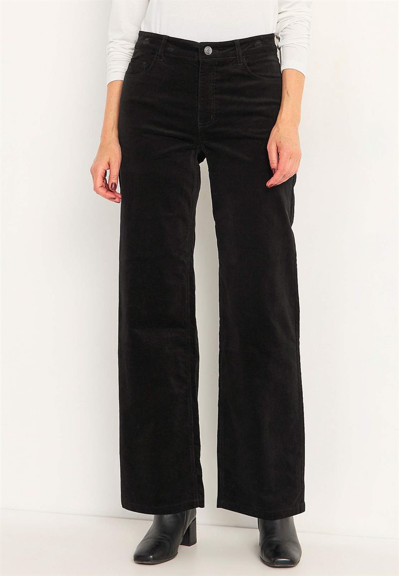 Elastiske fløjlsbukser med brede ben
