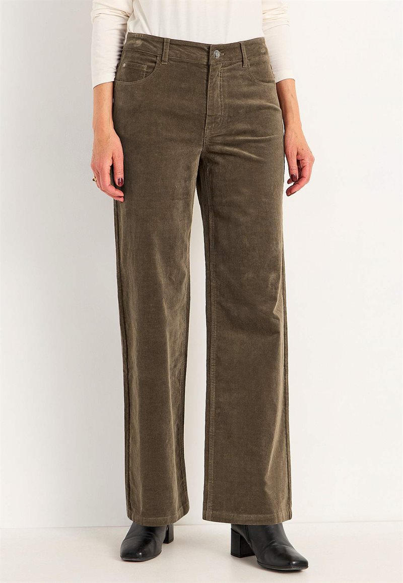 Elastiske fløjlsbukser med brede ben