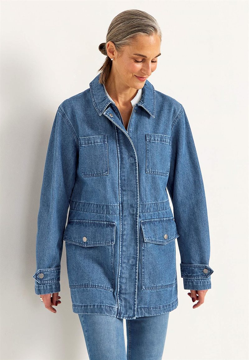 Jeansjakke med lynlås