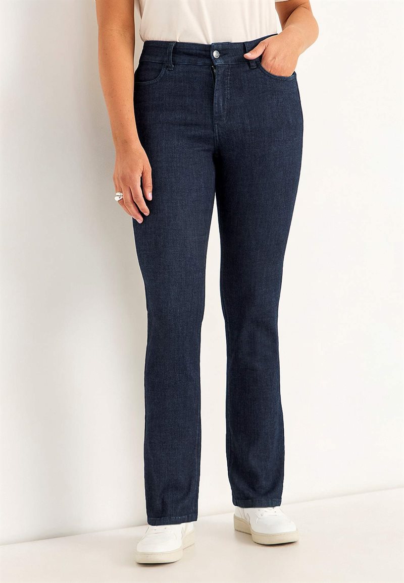 Lige jeans i denim med superstræk Sara