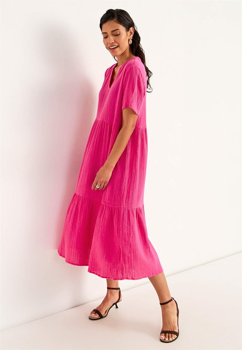 Kjole i rynket bomuld