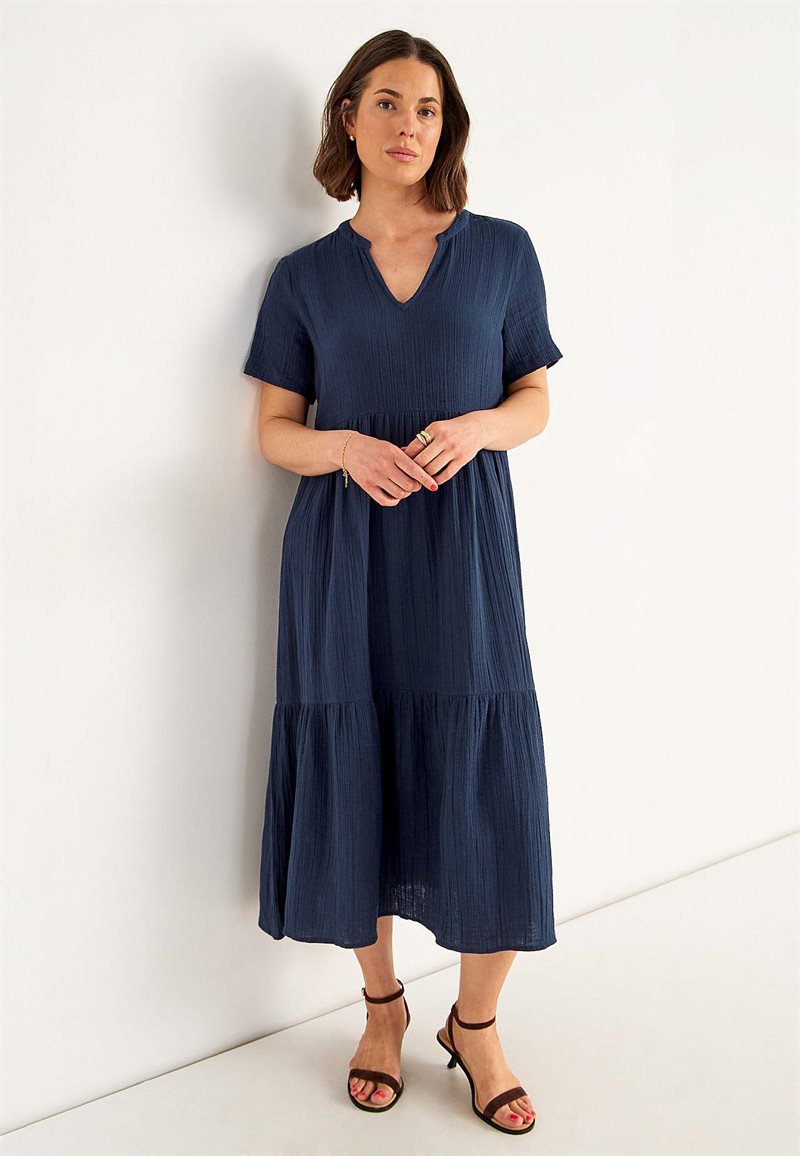 Kjole i rynket bomuld