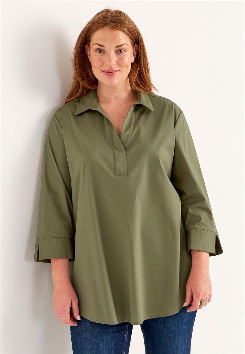 Vævet tunika i poplin