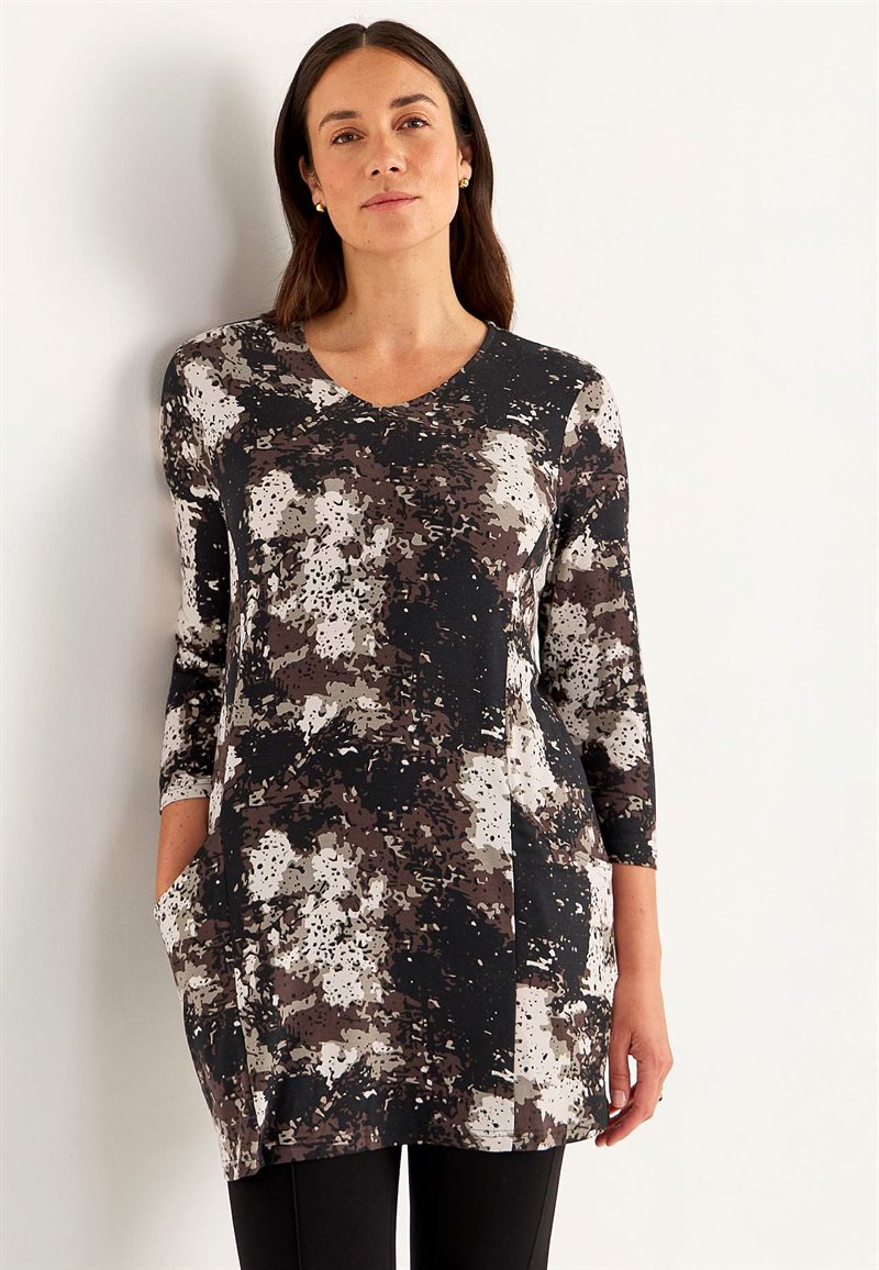 Mønstret jerseytunika med lommer