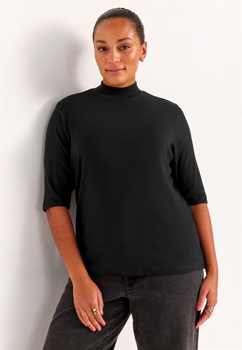 Ribbet top med turtleneck
