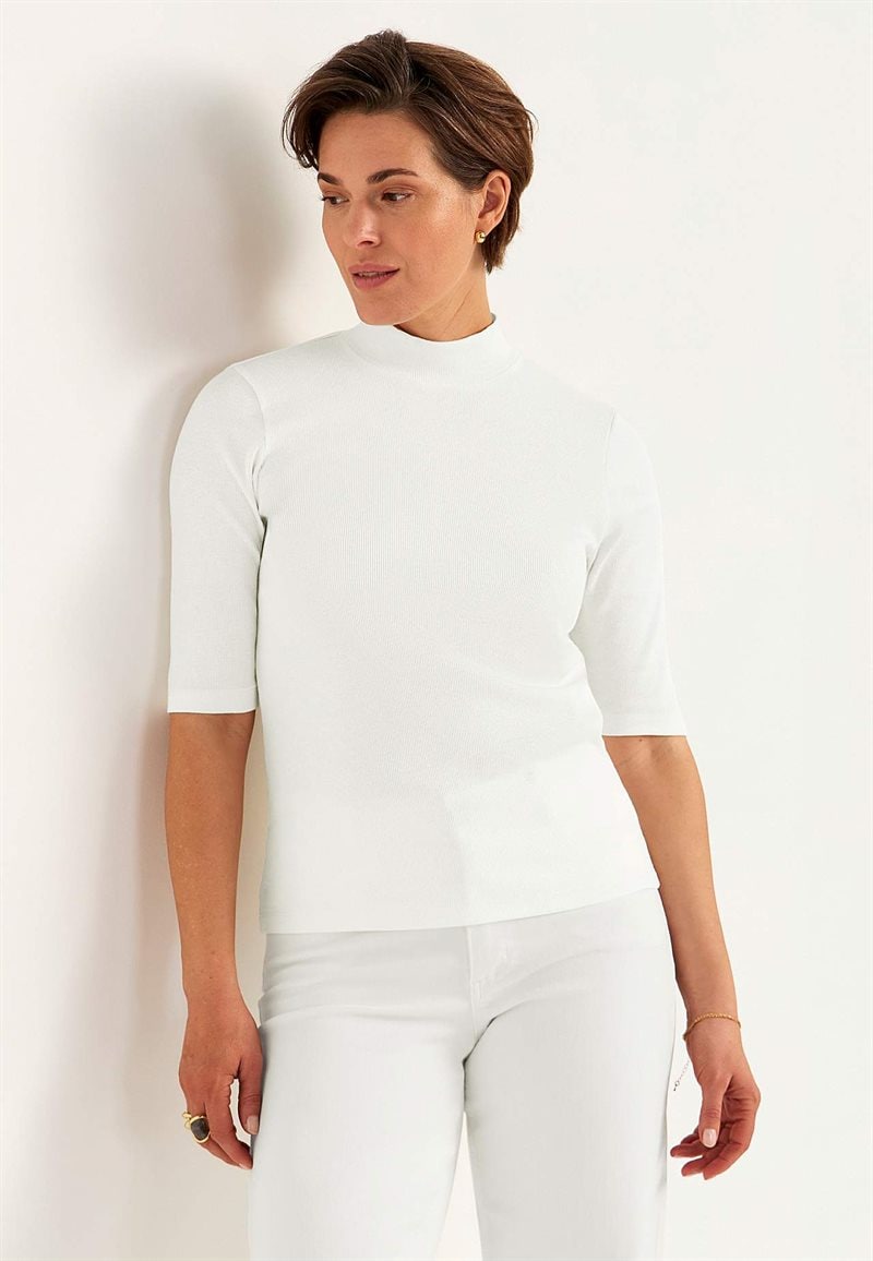 Ribbet top med turtleneck