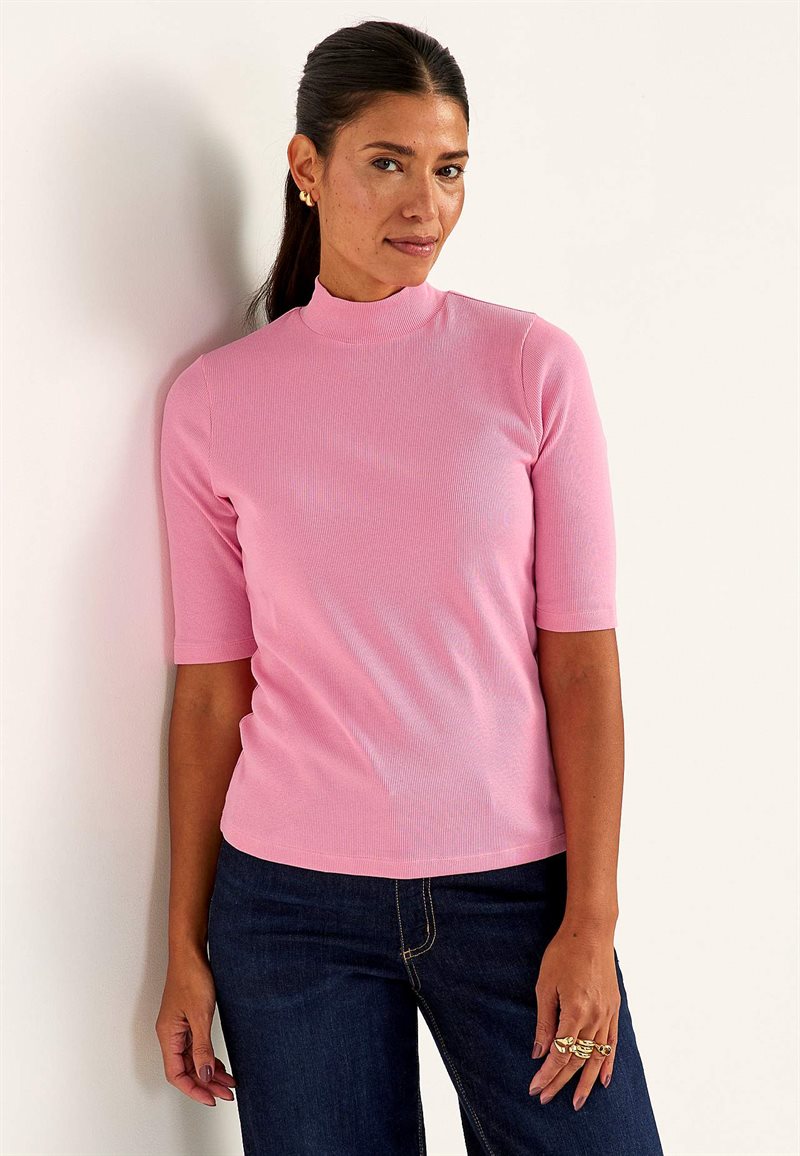Ribbet top med turtleneck