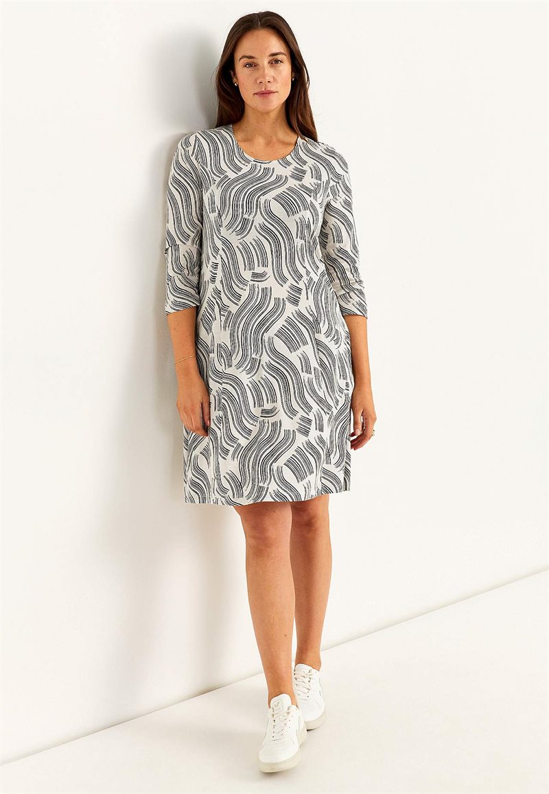 Mønstret jerseykjole med lommer