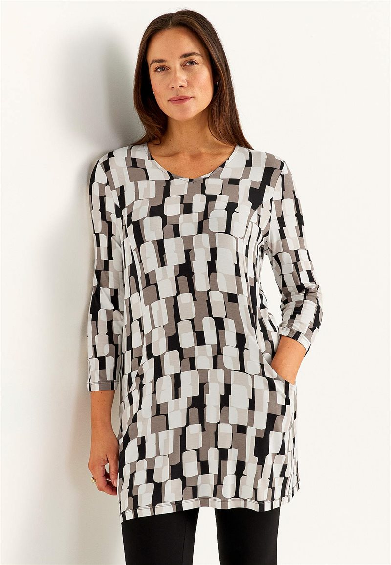 Mønstret jerseytunika med lommer