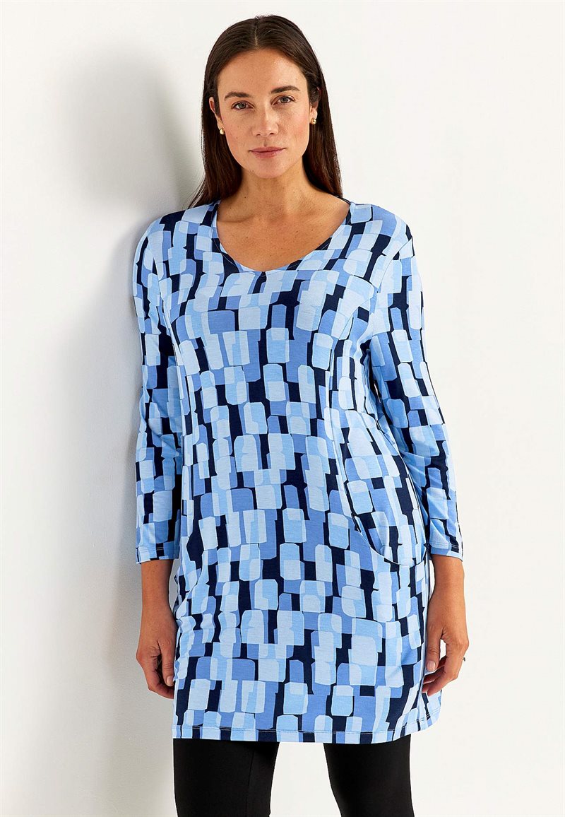 Mønstret jerseytunika med lommer