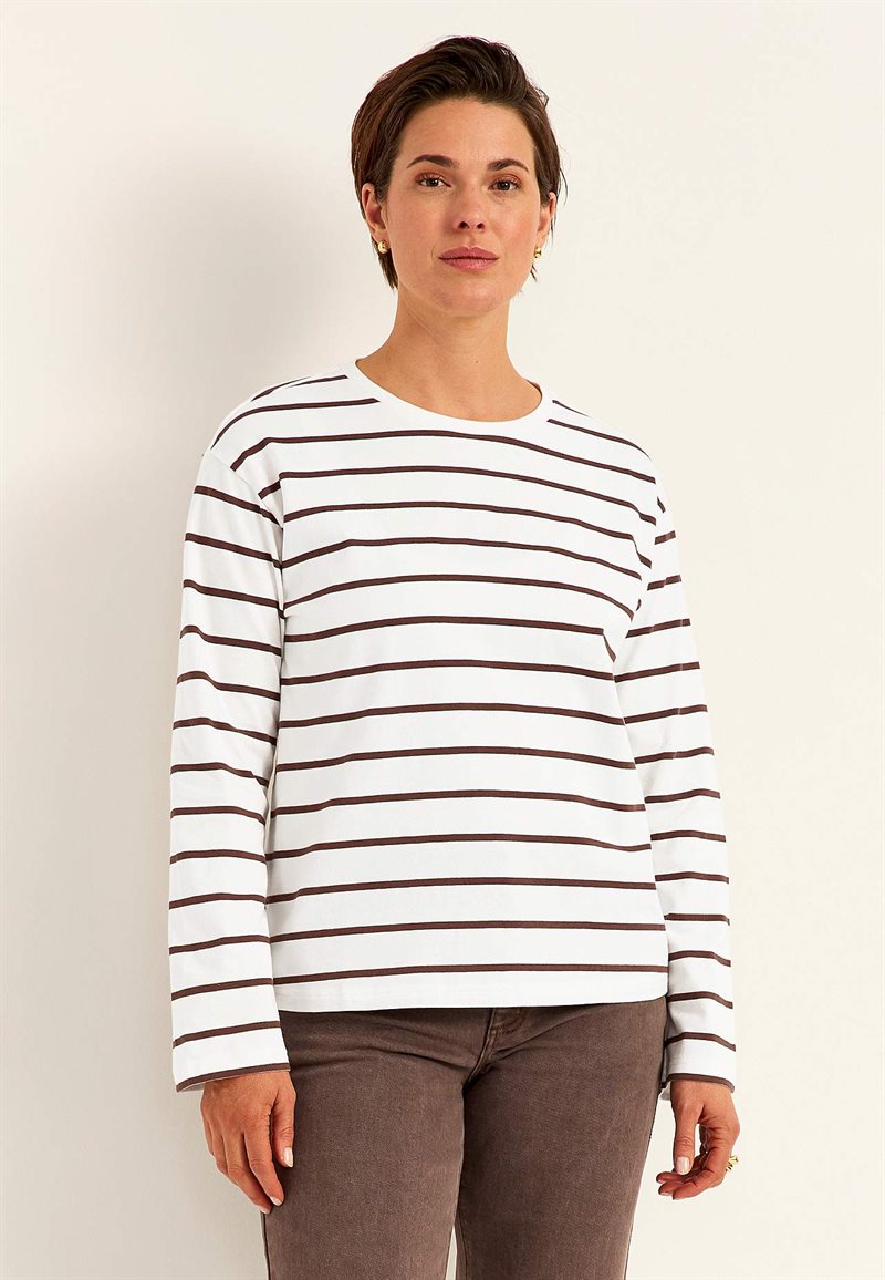 Stribet jerseytop i økologisk bomuld