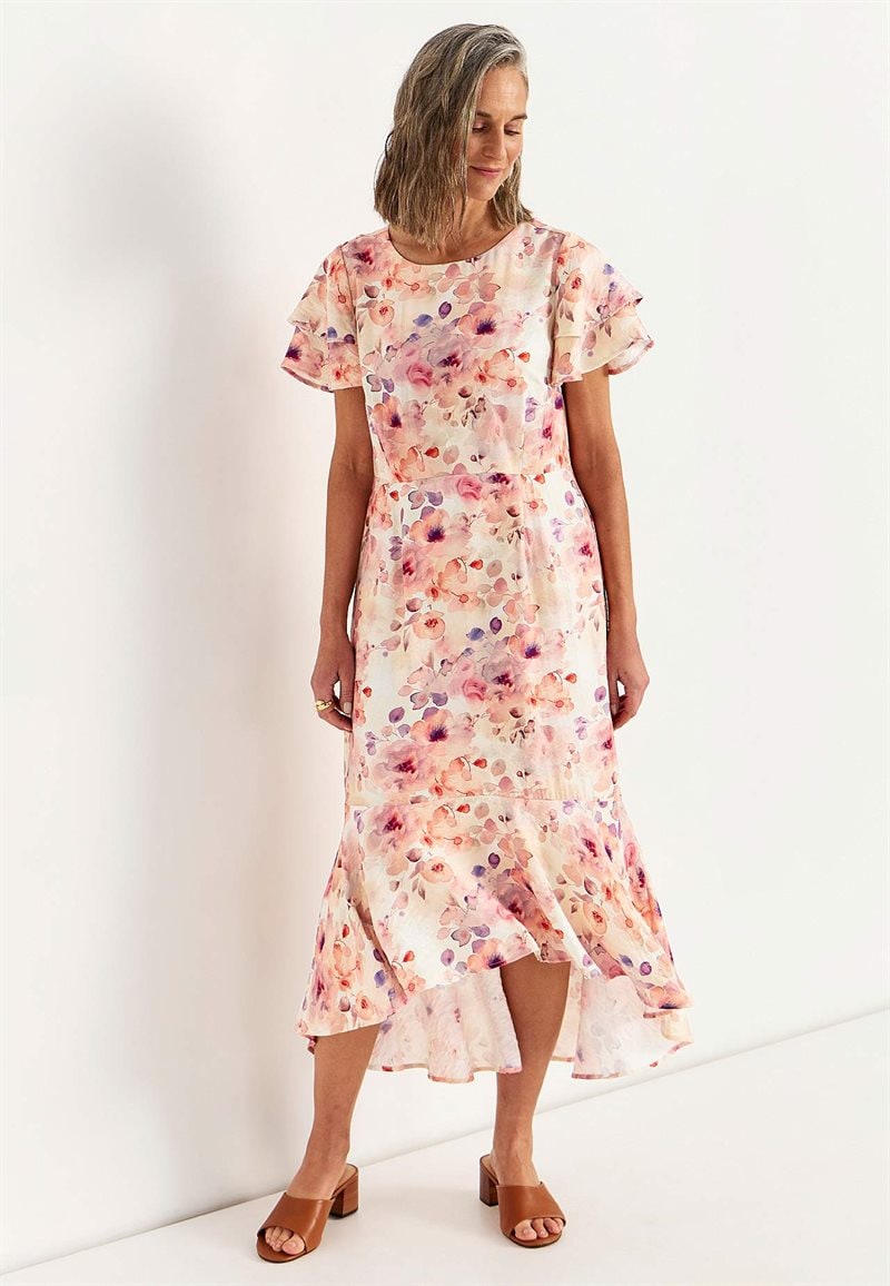 Flæsekjole med sommerfugleærmer