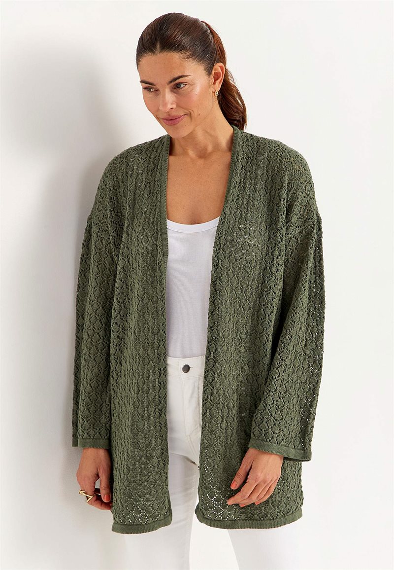 Strikket cardigan med hulmønster