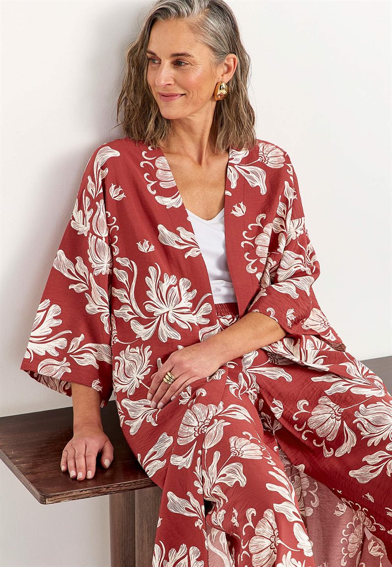 Åben kaftan med lommer