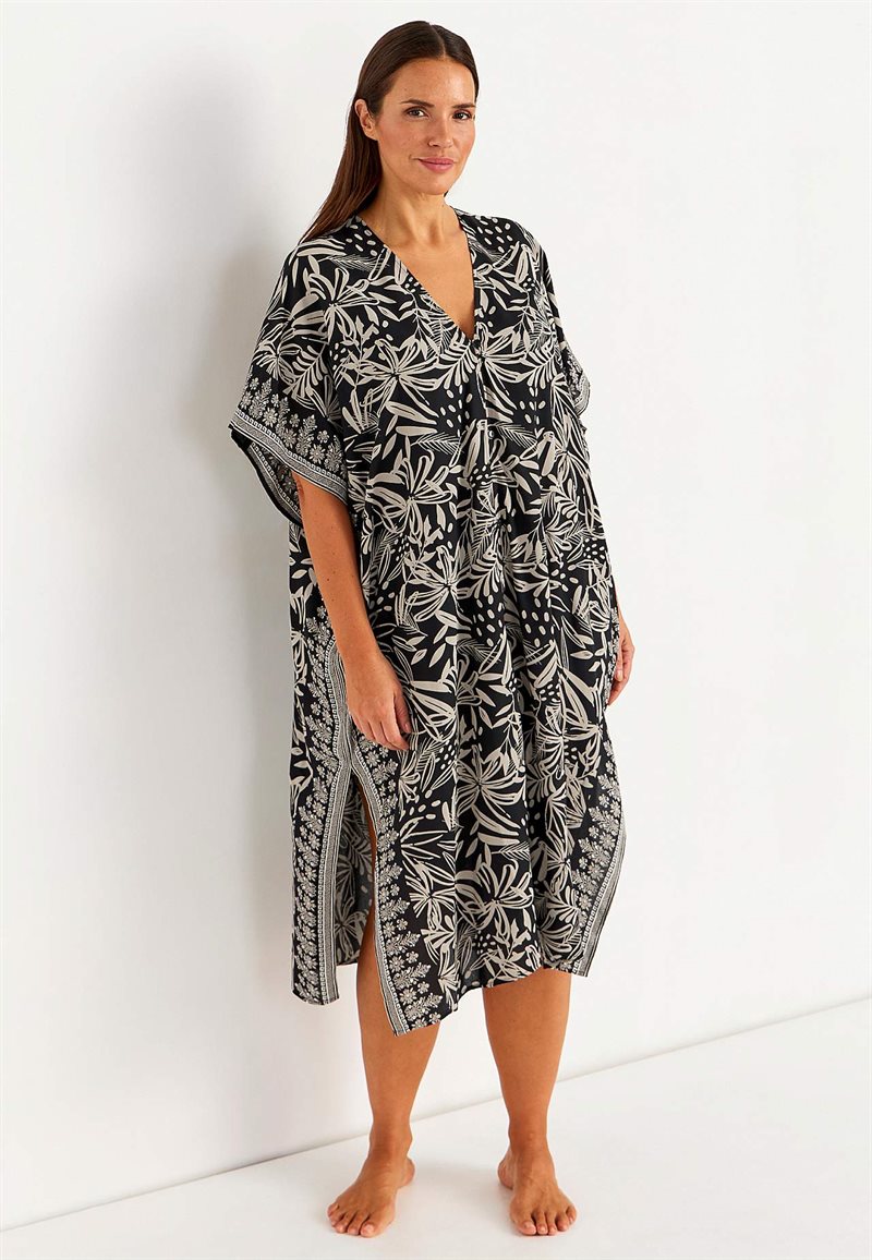 Mønstret strandkaftan med knapper