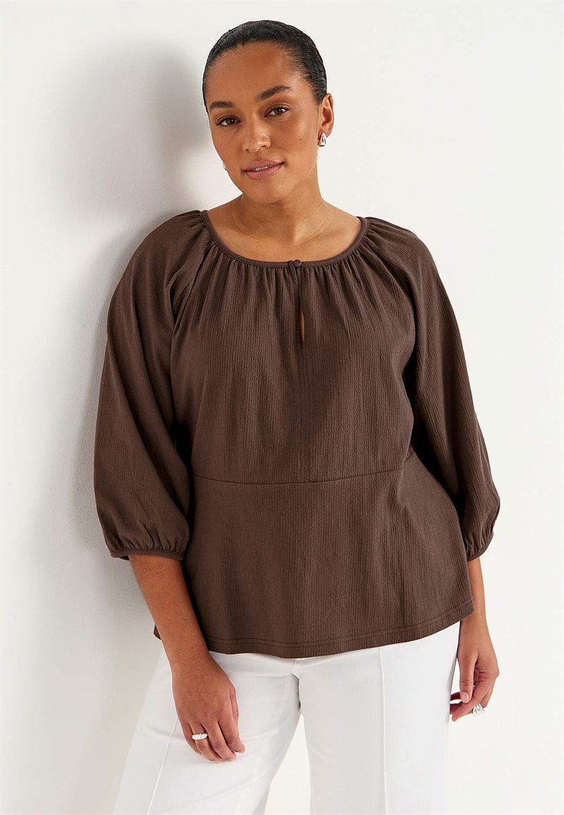 Top i rynket bomuldsjersey