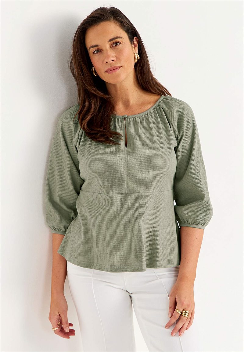 Top i rynket bomuldsjersey