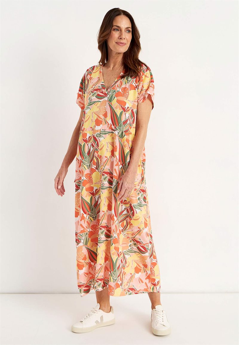 Kjole i viskose med et blomstermønster