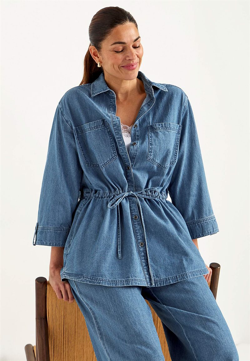 Skjortetunika i let denim