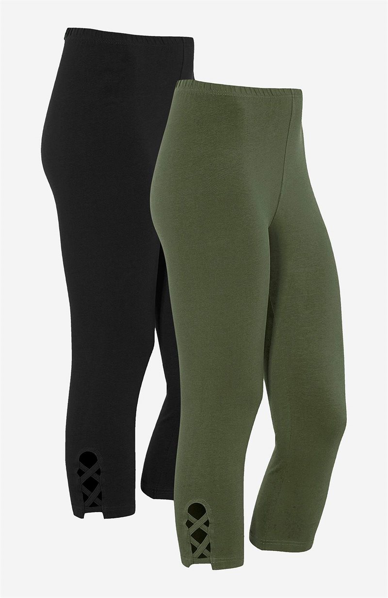 Capri leggings med dejlige detaljer 2-pack