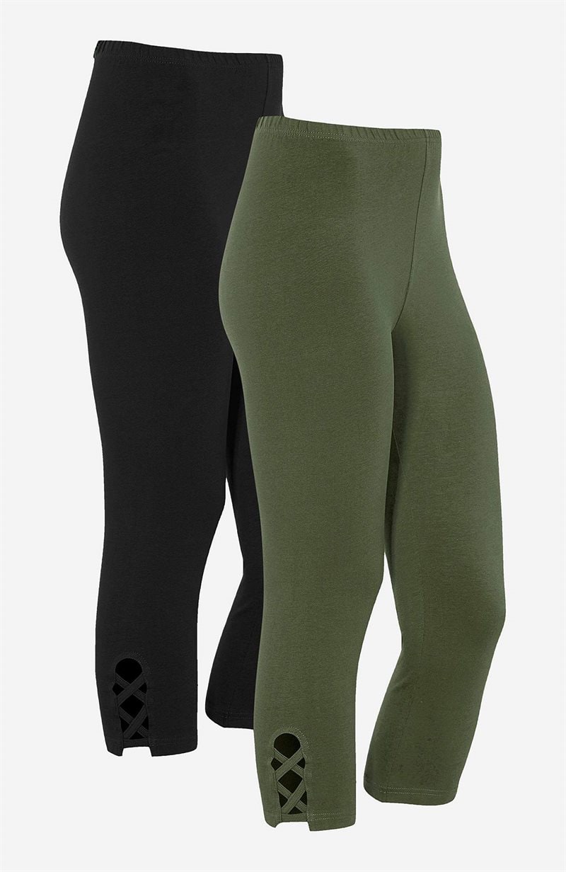 Capri leggings med dejlige detaljer 2-pack