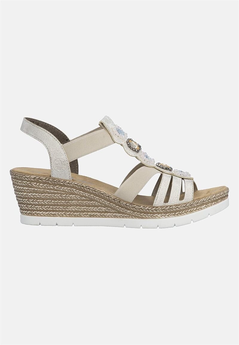 Sandal med hæl med elastikremme