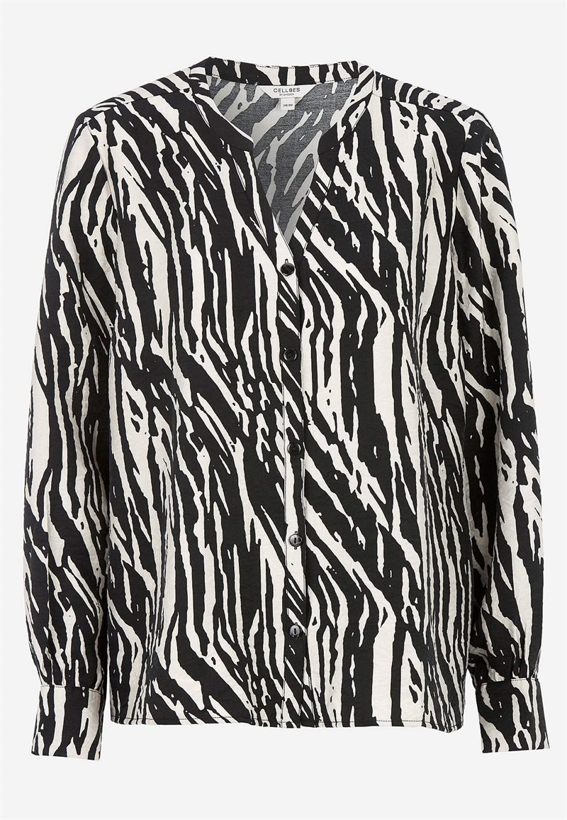 Vævet bluse med knapper