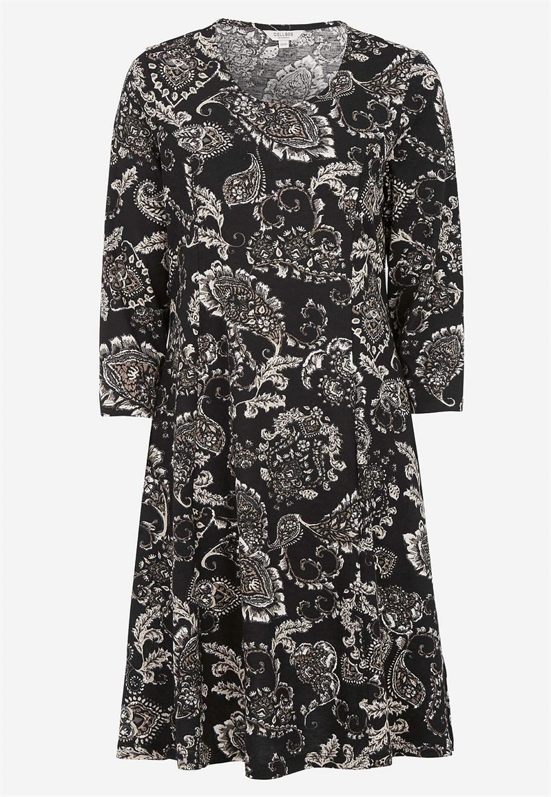 Mønstret jerseykjole med lommer