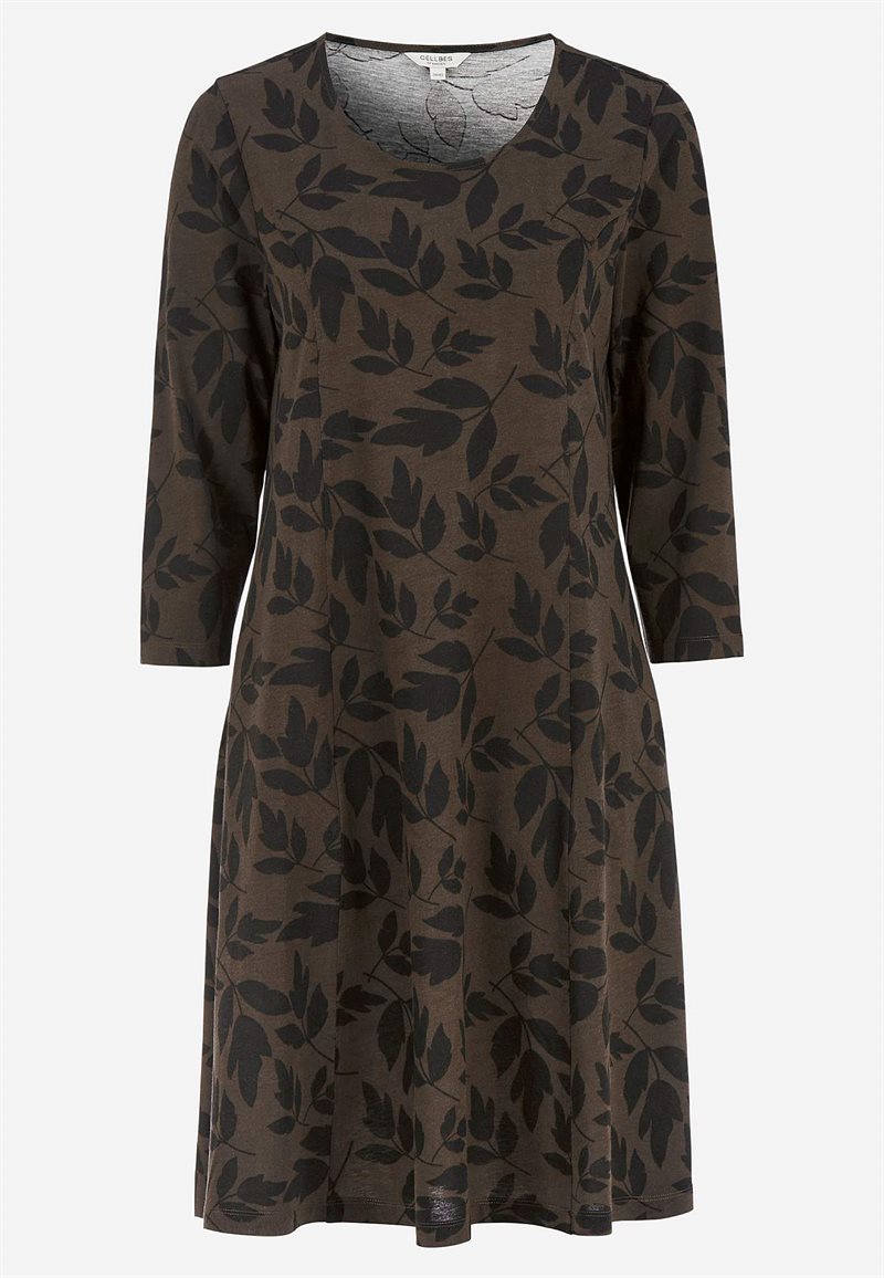 Mønstret jerseykjole med lommer