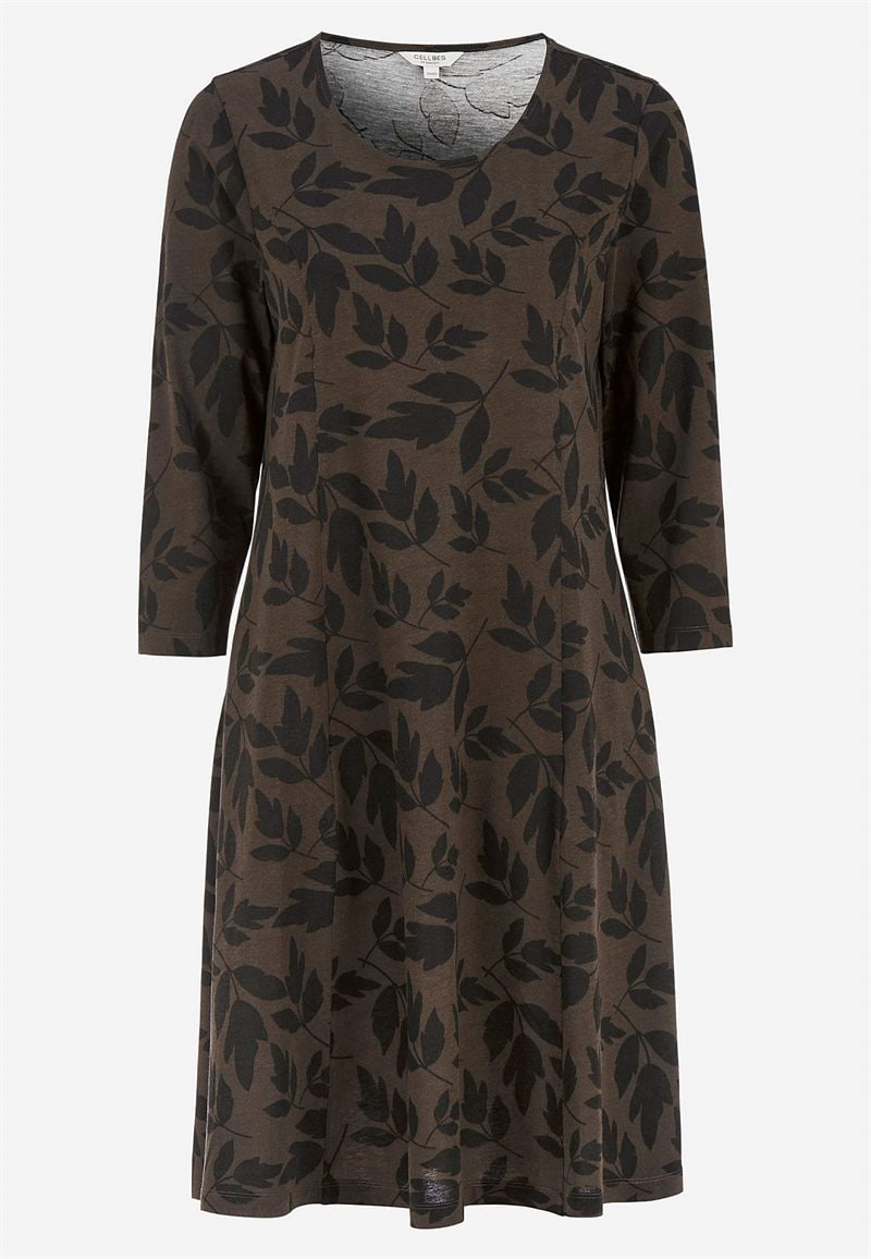 Mønstret jerseykjole med lommer