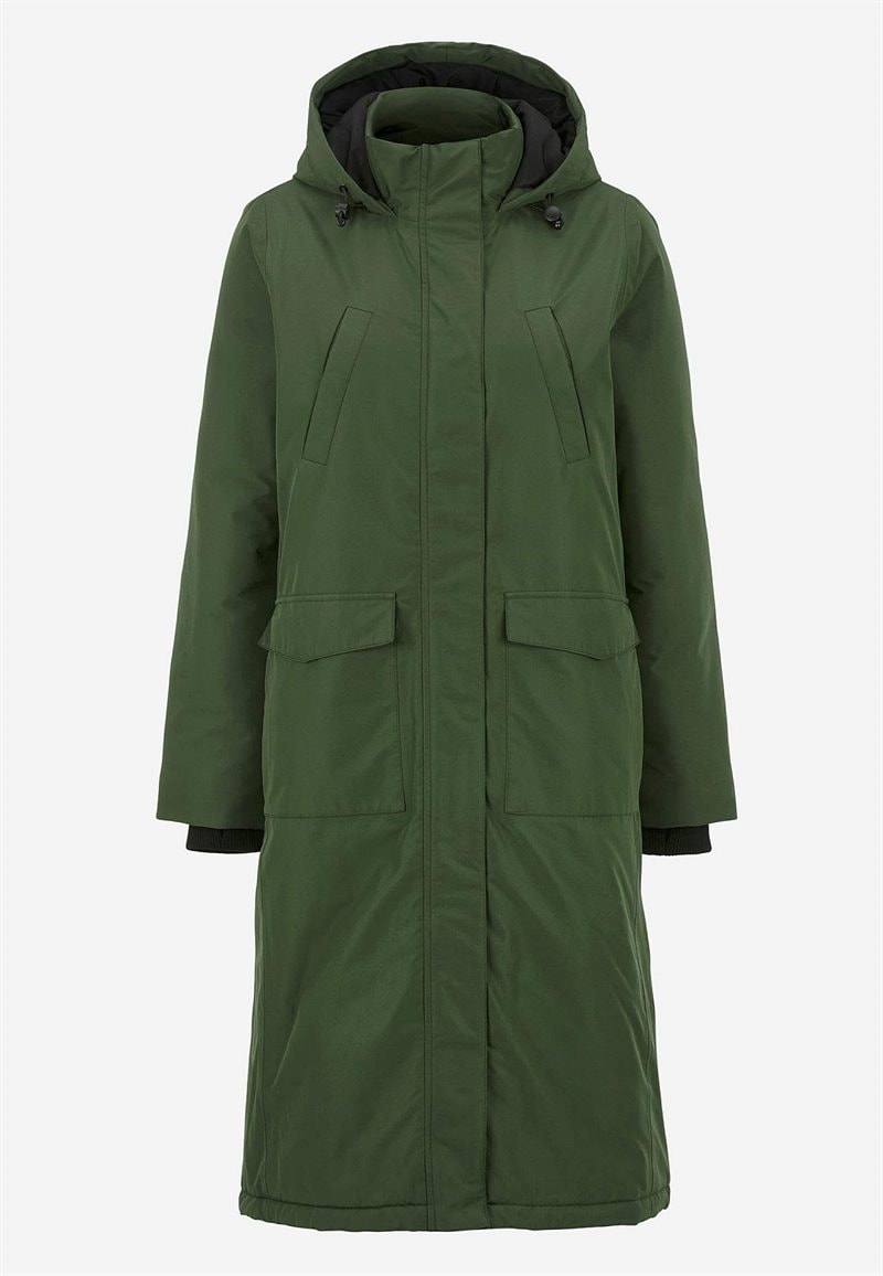 Funktionel, varmt foret, lang parka