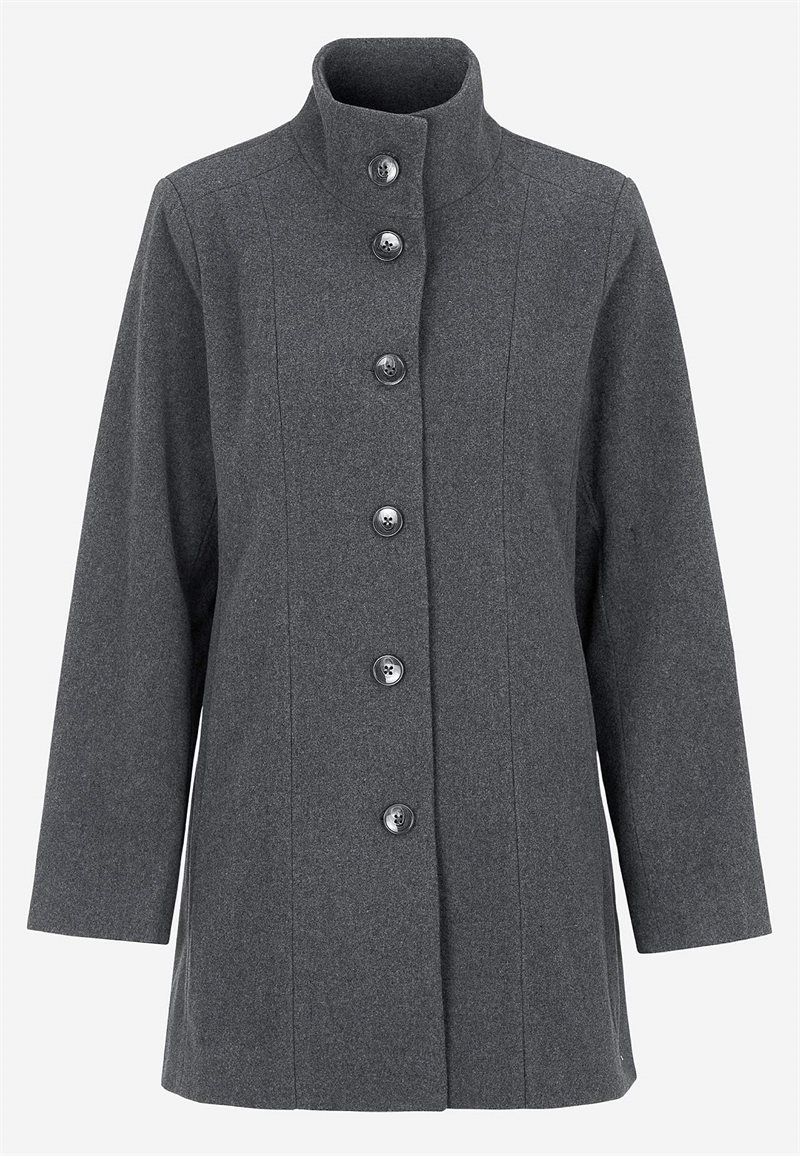 Frakke med opretstående krave