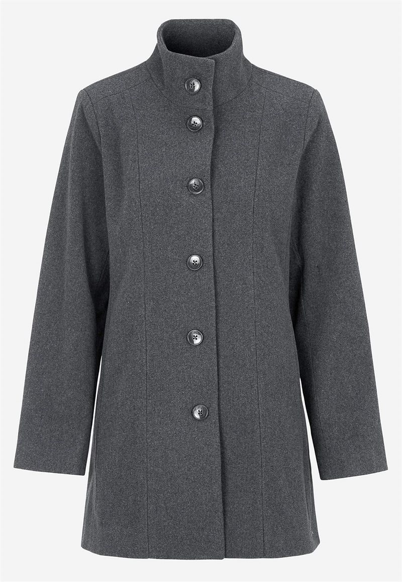 Frakke med opretstående krave