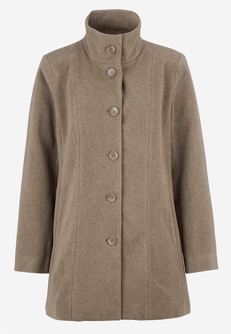 Frakke med opretstående krave