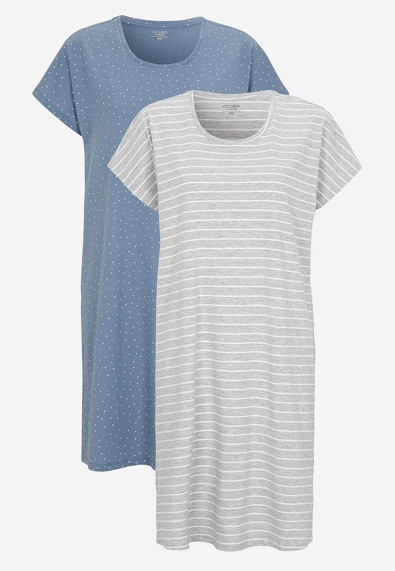 Kort natkjole i bomuld 2-pack