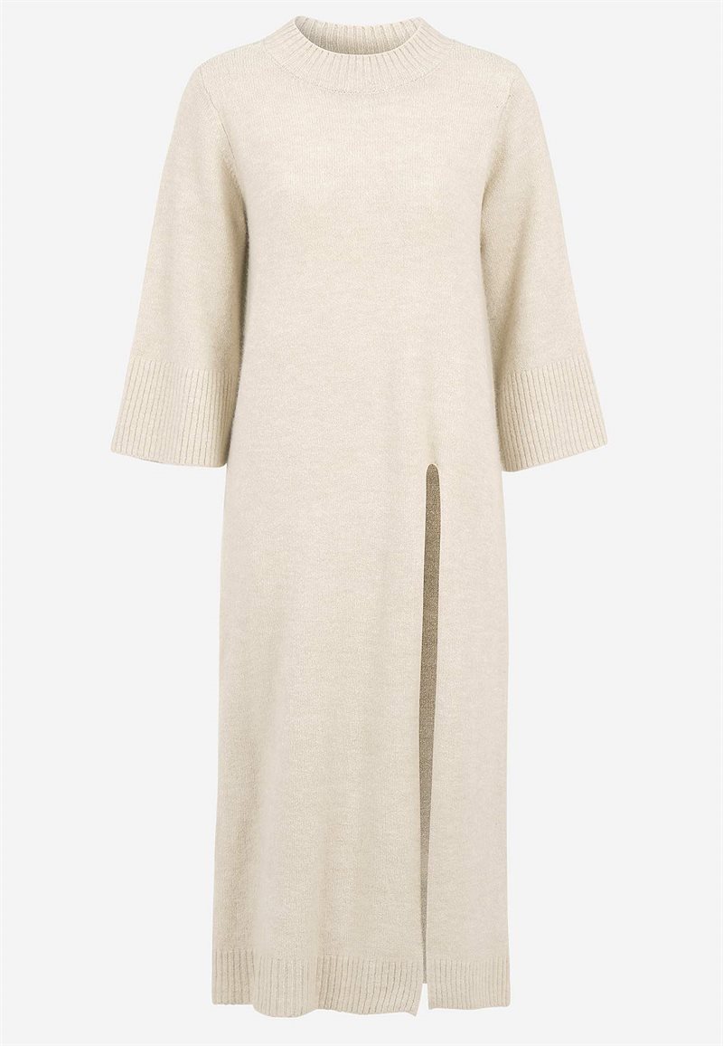 Strikket kjole med høj slids