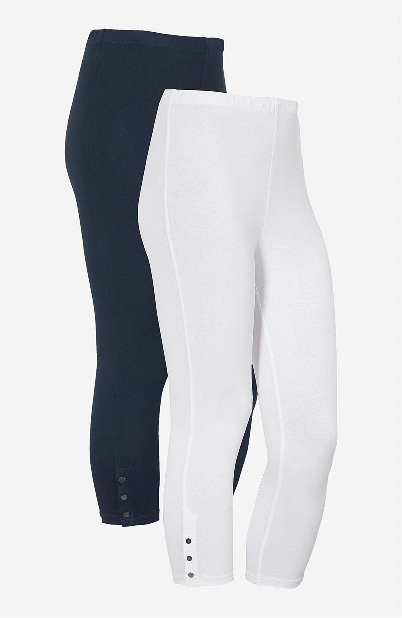 Capri leggings med dejlige knapdetaljer 2-pack