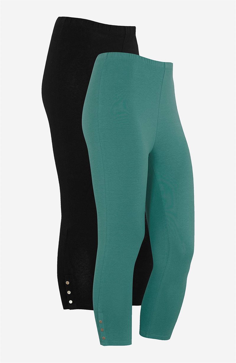 Capri leggings med dejlige knapdetaljer 2-pack