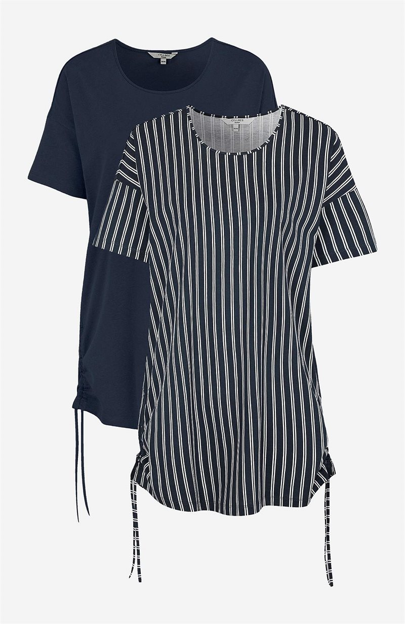 Lang top med træksnøre i siderne 2-pack