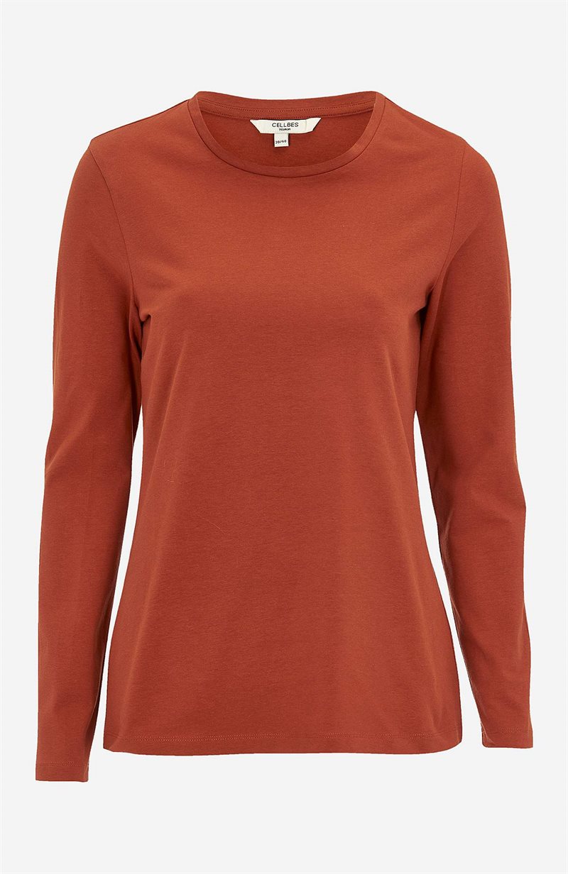 Langærmet jerseytop i økologisk bomuld