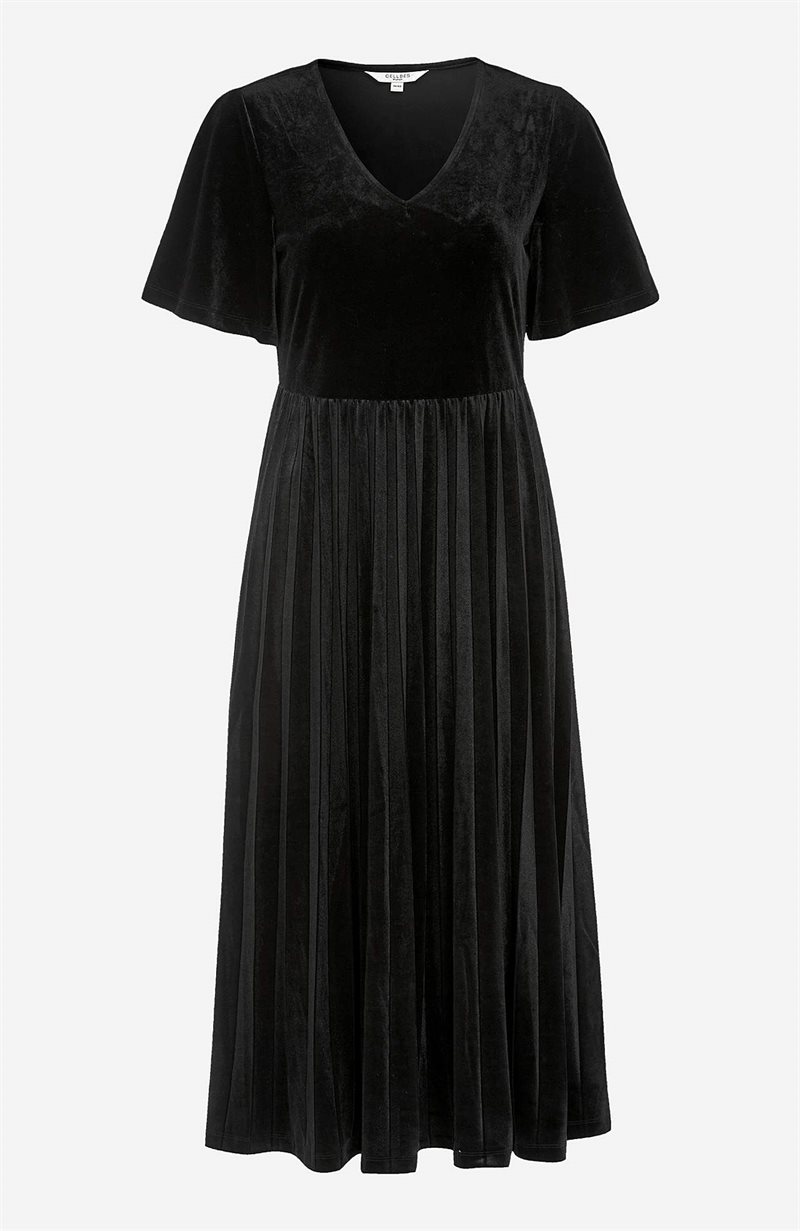 Plisseret fløjlskjole