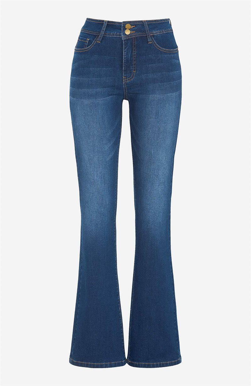 Shaping-jeans med bootcut og superstræk