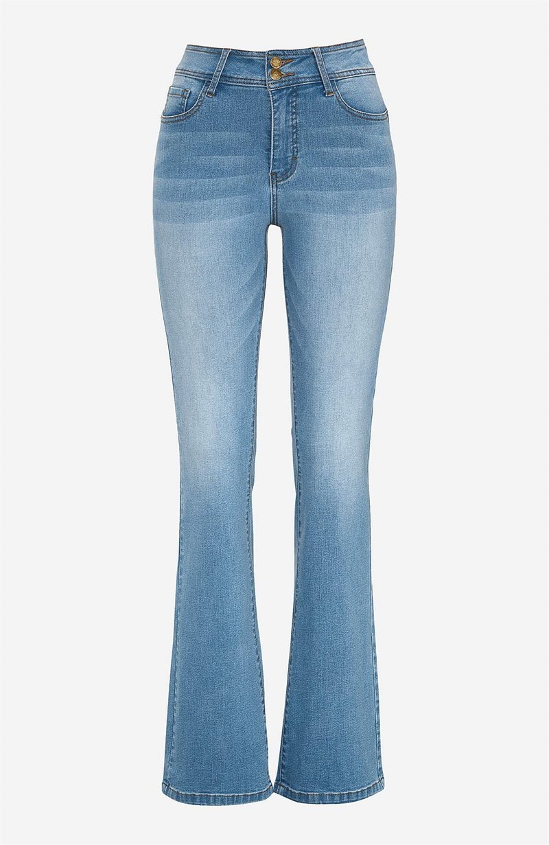 Shaping-jeans med bootcut og superstræk